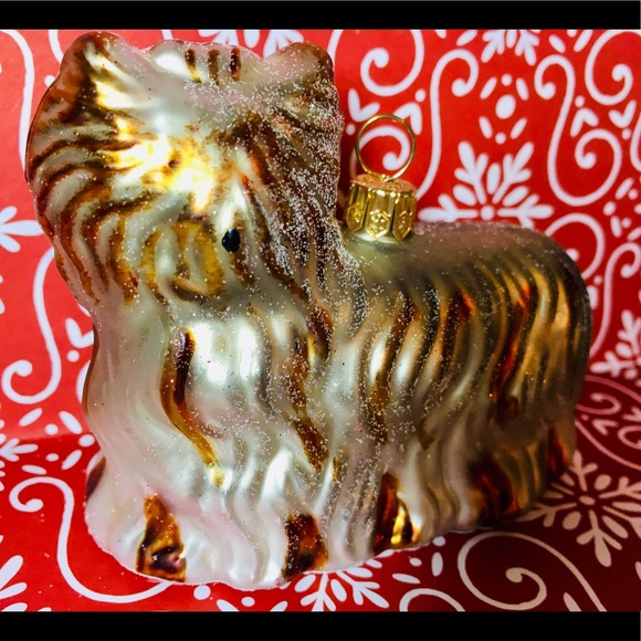 Polish Glass Large Yorkie Puppy Dog Xmas Ornament - Picture 6 of 9
